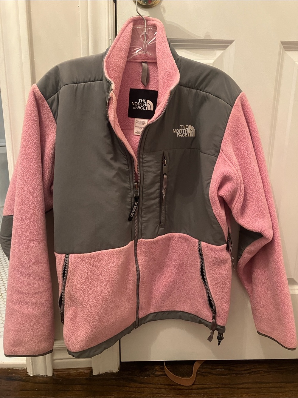The North Face Pink and Gray Denali-Style Fleece Jacket
